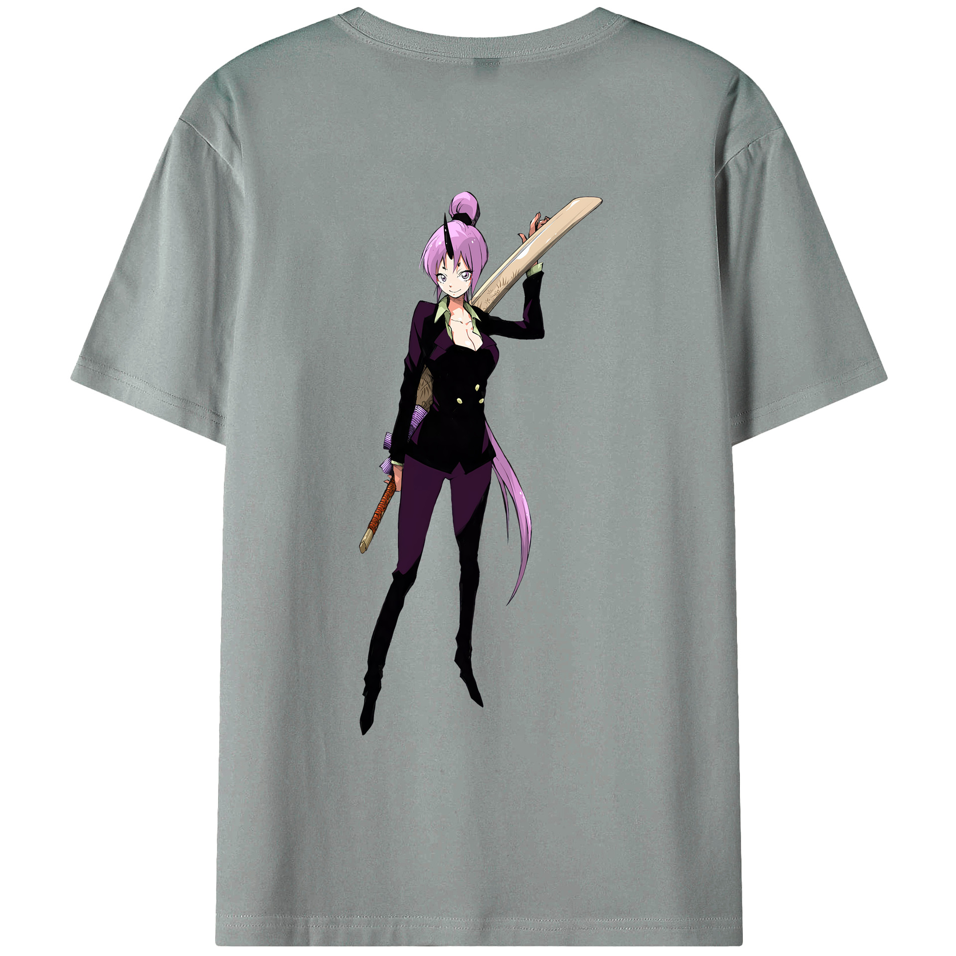 （画像用） 転スラ Regarding Reincarnated to Slime 綿100％ メンズ半袖Tシャツ（バックプリント） 通気性